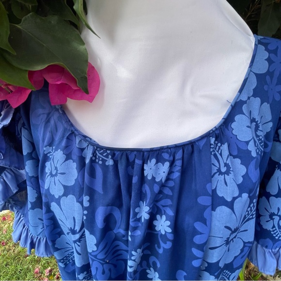 Princess Kaiulani Hawaiian Muumuu Royal Blue Maxi Dress Women’s 16 Vintage - Picture 4 of 13